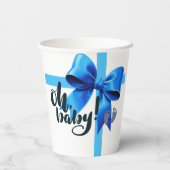 Oh Baby! Elegant Blue Bow Baby shower Papieren Bekers (Achterkant)