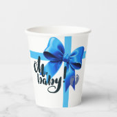 Oh Baby! Elegant Blue Bow Baby shower Papieren Bekers (Voorkant)
