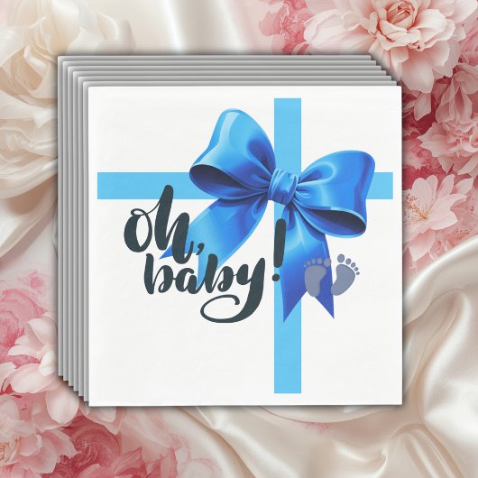 Oh Baby! Elegant Blue Bow Baby shower Servet
