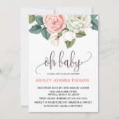 Oh Baby Elegant Coral Flowers Baby shower Kaart (Voorkant)