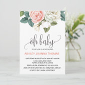 Oh Baby Elegant Coral Flowers Baby shower Kaart (Staand voorkant)
