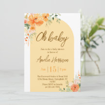Oh Baby! Elegant Floral Baby shower Uitnodiging