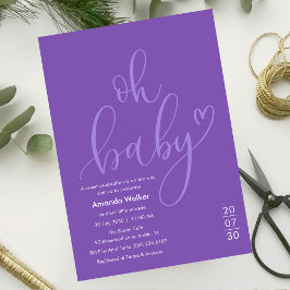 Oh Baby!  Elegant Purple Script Baby Shower Kaart