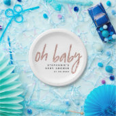 Oh Baby Elegant Roos Goud Roze Glitter Baby shower Papieren Bordje (Feest)