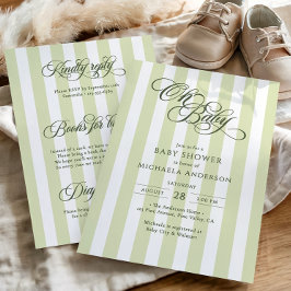 Oh Baby Elegant Script All In One Baby Shower Kaart
