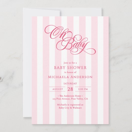 Oh Baby Elegant Script alles in één Baby shower Kaart (Voorkant)