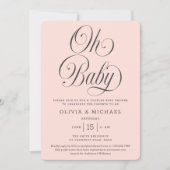 Oh Baby Elegant Script Blush Pink Girl Baby Shower Kaart (Voorkant)