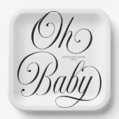 Oh Baby Elegant Script Gender Neutral Baby Shower Papieren Bordje (Voorkant)