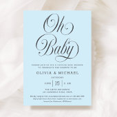 Oh Baby Elegant Script Light Blue Boy Baby Shower Kaart