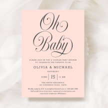 Oh Baby Elegant Script Roze Meisje Baby Shower