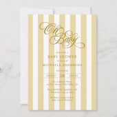 Oh Baby Elegant Script & Stripes Baby shower Kaart (Voorkant)