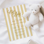Oh Baby Elegant Script & Stripes Baby shower Kaart