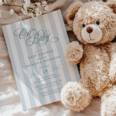Oh Baby Elegant Script & Stripes Baby shower Kaart