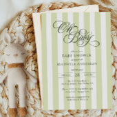 Oh Baby Elegant Script & Stripes Baby shower Kaart