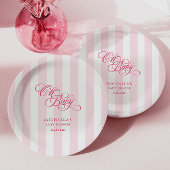 Oh Baby Elegant Script & Stripes Baby shower Papieren Bordje