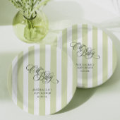 Oh Baby Elegant Script & Stripes Baby shower Papieren Bordje