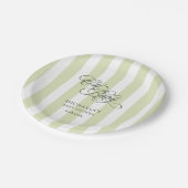 Oh Baby Elegant Script & Stripes Baby shower Papieren Bordje (Gekanteld)