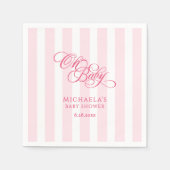 Oh Baby Elegant Script & Stripes Baby shower Servet (Voorkant)