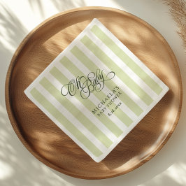 Oh Baby Elegant Script & Stripes Baby shower Servet