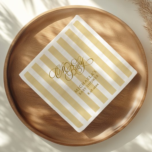 Oh Baby Elegant Script & Stripes Baby shower Servet