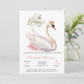 Oh Baby Elegant Swan Crown Flowers Baby shower Kaart (Staand voorkant)