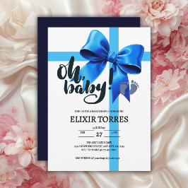 Oh Baby! Elegante Blauwe Strik Baby Shower Kaart