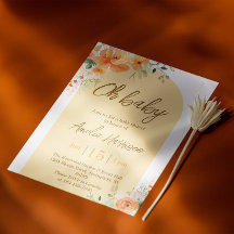 Oh Baby! Elegante Bloemen Baby Shower Uitnodiging