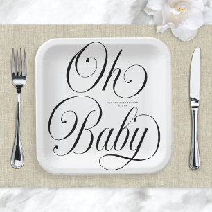 Oh Baby Elegante Script Geslacht Neutrale Baby Sho Papieren Bordje