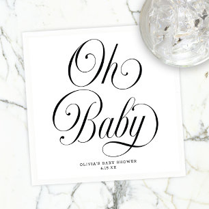 Oh Baby Elegante Script Geslachtsonzijdige Baby Sh Servet
