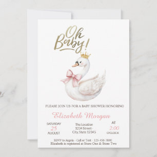 Oh Baby Elegante Zwanen Kroon Bloemen  Kaart