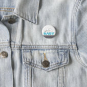 Oh Baby Elephant - Blue & Grey Baby shower Button (In situ)
