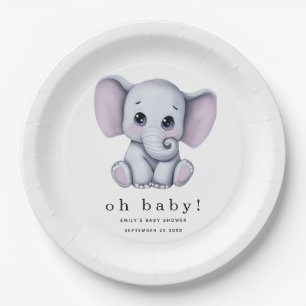 Oh Baby Elephant Gender Neutraal Baby shower Papieren Bordje