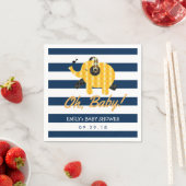 Oh Baby Elephant Navy Blue Stripes Baby shower Servetten (Insitu)