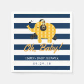 Oh Baby Elephant Navy Blue Stripes Baby shower Servetten (Voorkant)