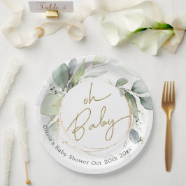 Oh Baby Eucalyptus Baby shower Papieren Borden Papieren Bordje
