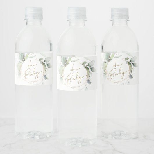 Oh Baby Eucalyptus Baby shower Waterfles Etiket (Flessen)