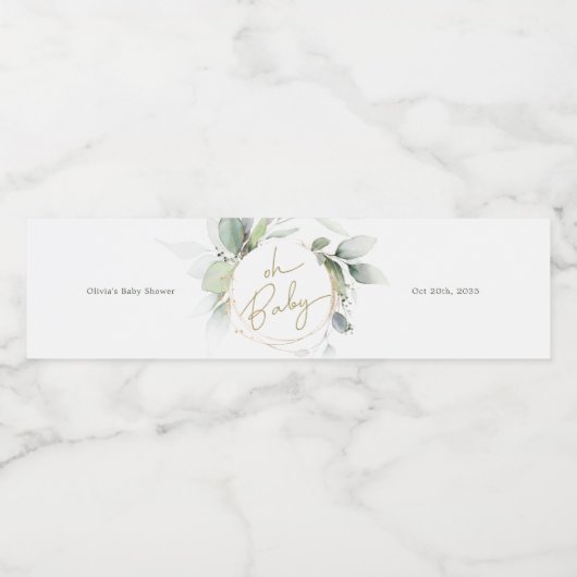 Oh Baby Eucalyptus Baby shower Waterfles Etiket (Enkel label)