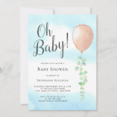 Oh Baby Eucalyptus ballon Neutraal Baby shower Kaart (Voorkant)
