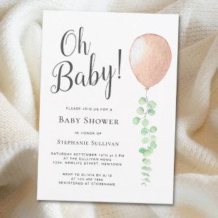 Oh Baby Eucalyptus ballon Neutraal Baby shower Kaart