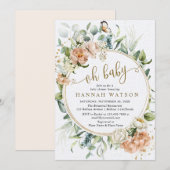 Oh Baby Eucalyptus Blush Roze Baby shower Kaart (Voorkant / Achterkant)