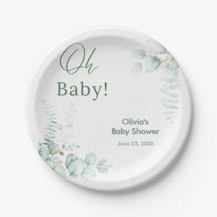 Oh Baby Eucalyptus Groene Tinten Goud Baby Shower Papieren Bordje