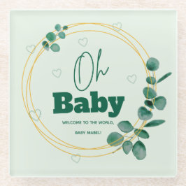 Oh Baby Eucalyptus Leaves Baby Shower Glazen Onderzetter