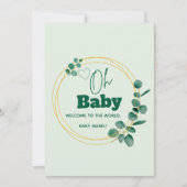Oh Baby Eucalyptus Leaves  Baby Shower Kaart (Voorkant)