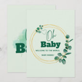 Oh Baby Eucalyptus Leaves  Baby Shower Kaart (Voorkant / Achterkant)