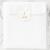 "Oh Baby" Faux Gold Foil Confetti, Baby shower Ronde Sticker (Tas)