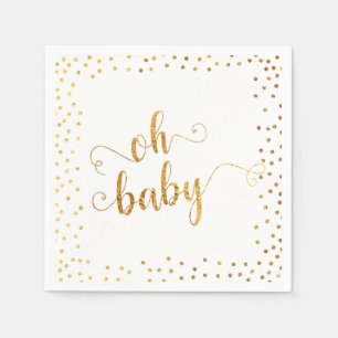 "Oh Baby" Faux Gold Foil Confetti Baby shower Servet