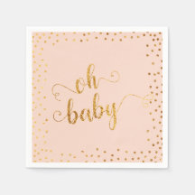 Oh Baby Faux Gold Foil Confetti Blush4 Baby shower