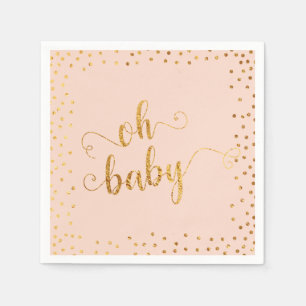 Oh Baby Faux Gold Foil Confetti Blush4 Baby shower Servet