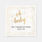 "Oh Baby" Faux Gold Foil Confetti, namen en datum Servet (Voorkant)
