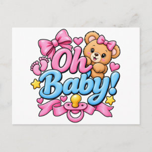 Oh Baby! Feestelijke Baby Shower Ontwerp Briefkaart